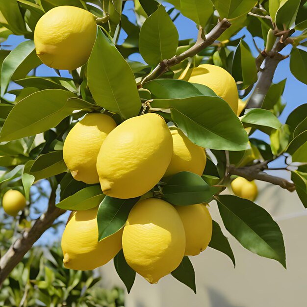 Foto un albero di limoni con un mucchio di limoni su di esso