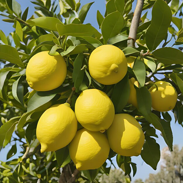 Photo a lemon tree with a lemon on it and a lemon on the tree