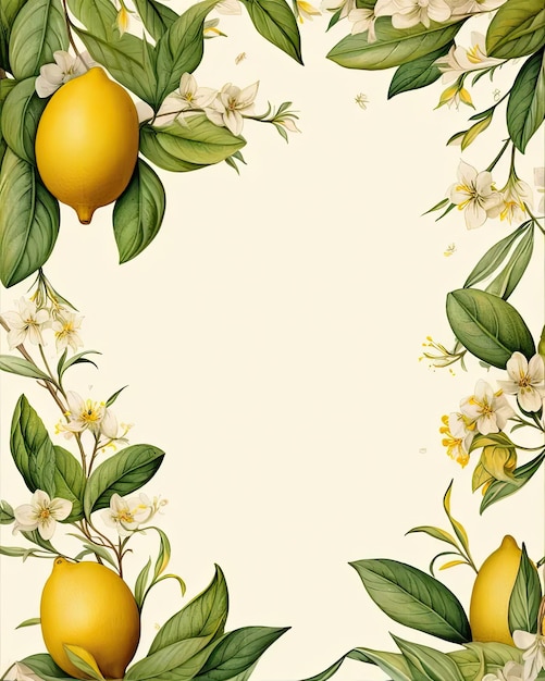 Photo a lemon tree with white flowers and green leaves