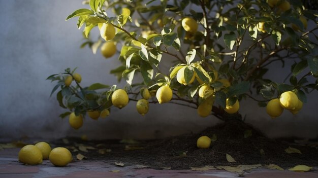 Foto un albero di limone con limone giallo