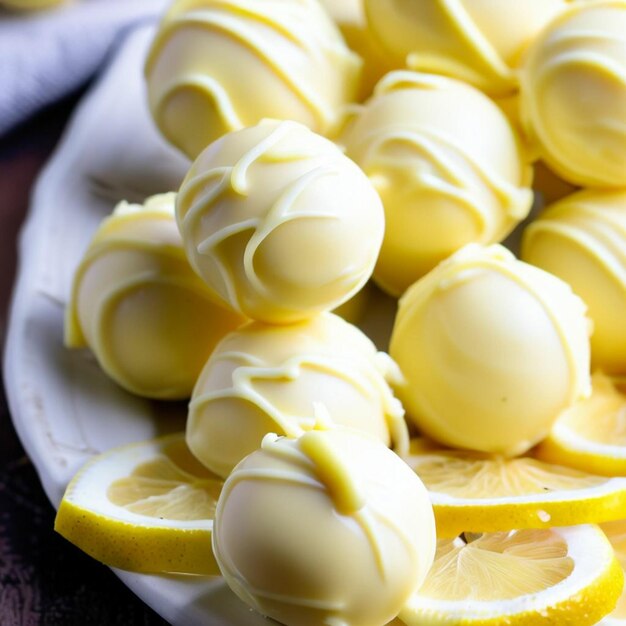 lemon truffles on a white background