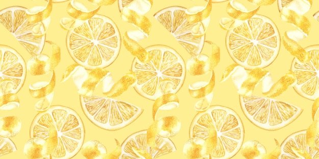 lemon, watercolor pattern, background, fruit, wallpaper, painting, drawing on yellow background