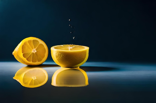 Foto un limone con sopra una goccia d'acqua