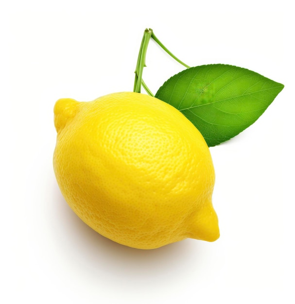 Lemon with leaf isolated on white background