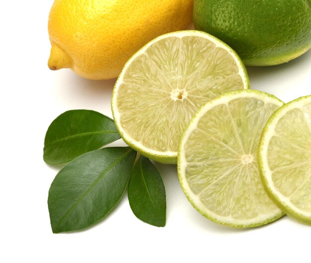 Lemon with leaf leaf