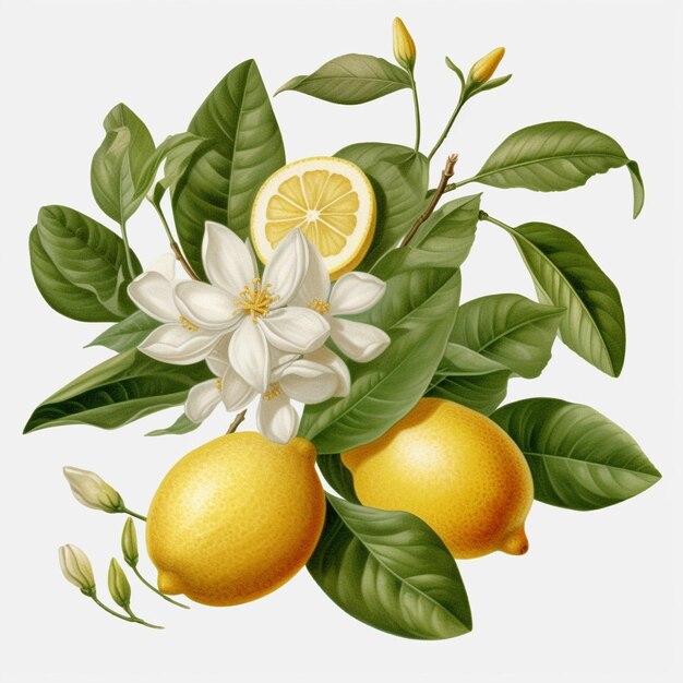 Photo lemon with leaves