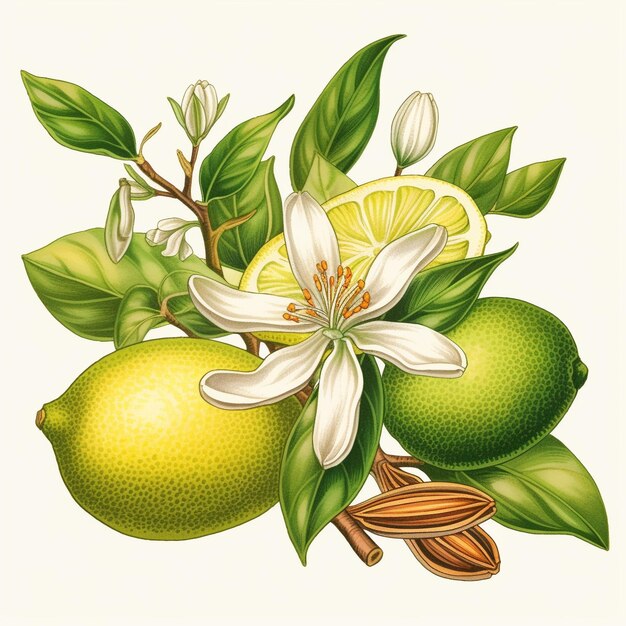 lemon with leaves