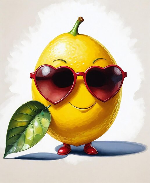 Foto un limone con occhiali da sole e un sorriso che dice 