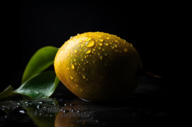 A lemon with water drops on it