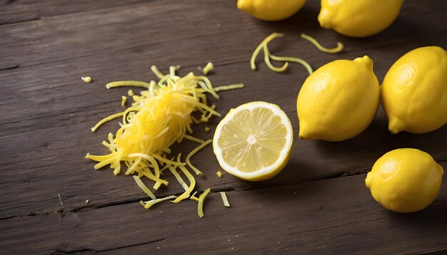 Photo lemon zest on a woodwn background