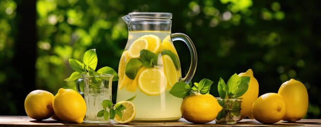 <unk>에 레모네이드와 테이블에 민트 레몬 Generative ai
