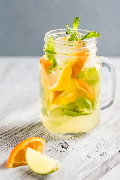 Lemonade made from fresh oranges and mint