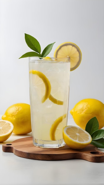 lemonade with lemons and limes on a wooden board