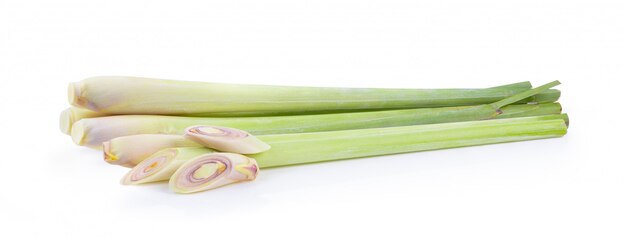 Lemongrass on a white