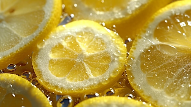 Lemons are in a bowl of liquid.