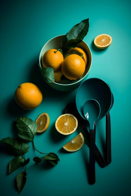 Lemons blue background