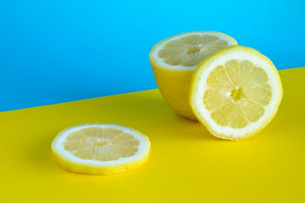 Lemons on the colorful background