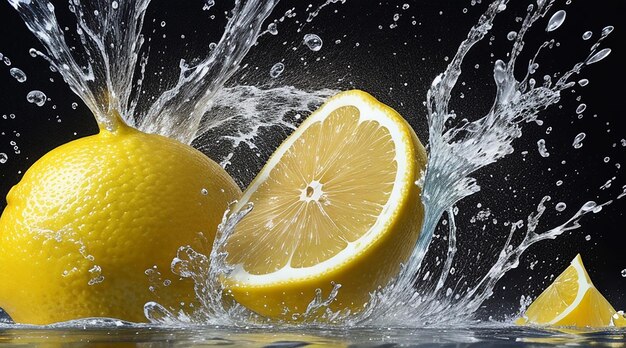 Лимоны падают в воду.