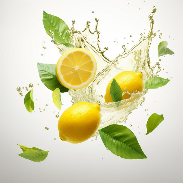 lemons and lemons are in a glass of water.