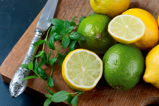 Lemons and limes with mint 