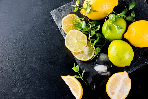 Lemons and limes with mint 