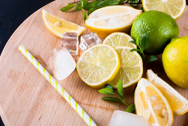 Lemons and limes with mint 