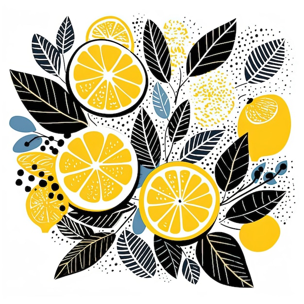 Photo lemons orange and yellow seamless pattern