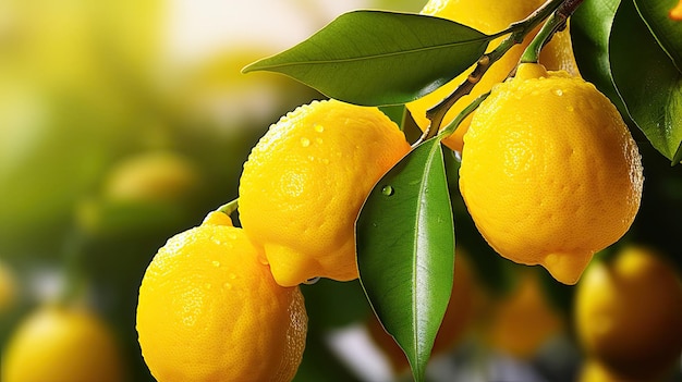 lemons in orchad garden close up