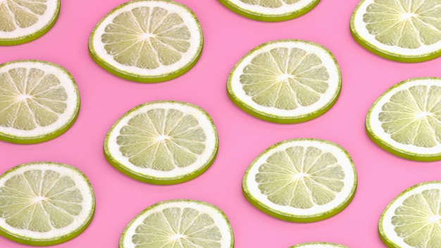 Lemons pattern on blue background, 3d render.