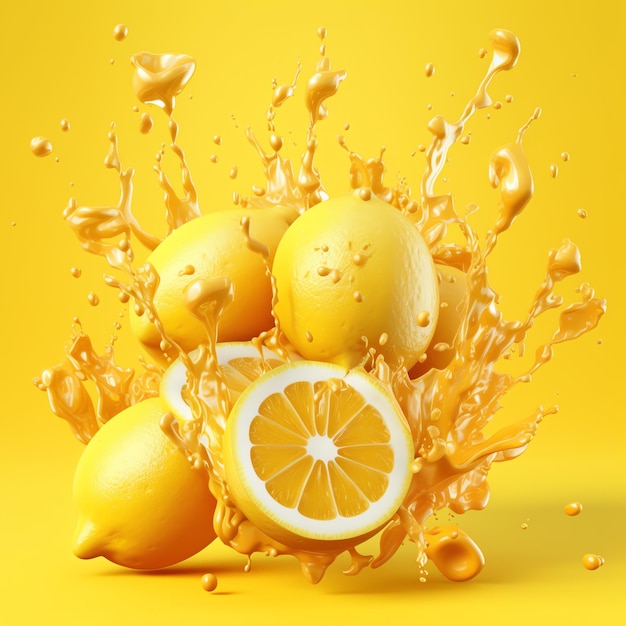 Lemons splashing into orange juice