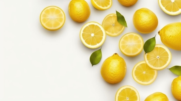 lemons with white background top view Created With Generative AI Technology