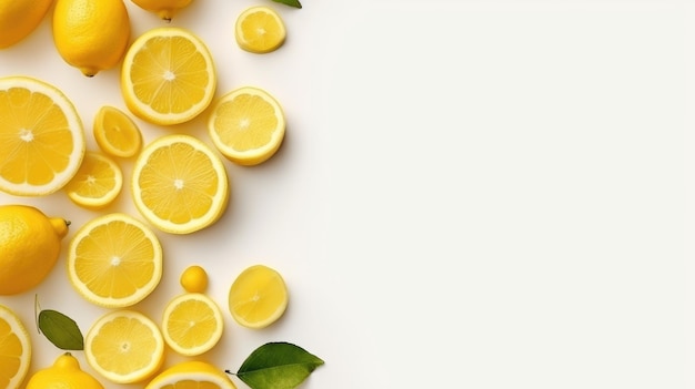 lemons with white background top view Created With Generative AI Technology