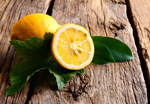 Lemons. On a wooden board.