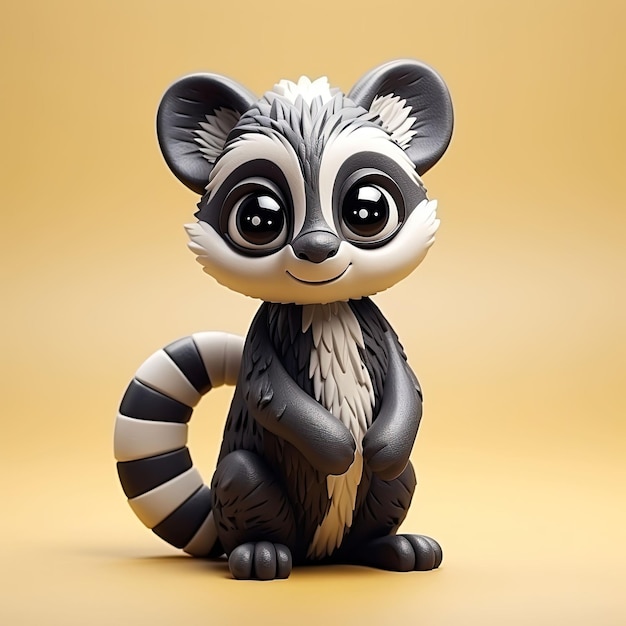 Lemur Animal Character craft with isolated studio background