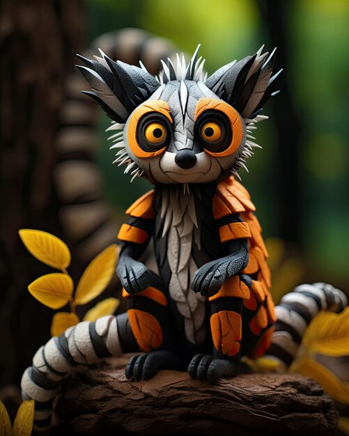 Lemur Animal Character craft with isolated studio background