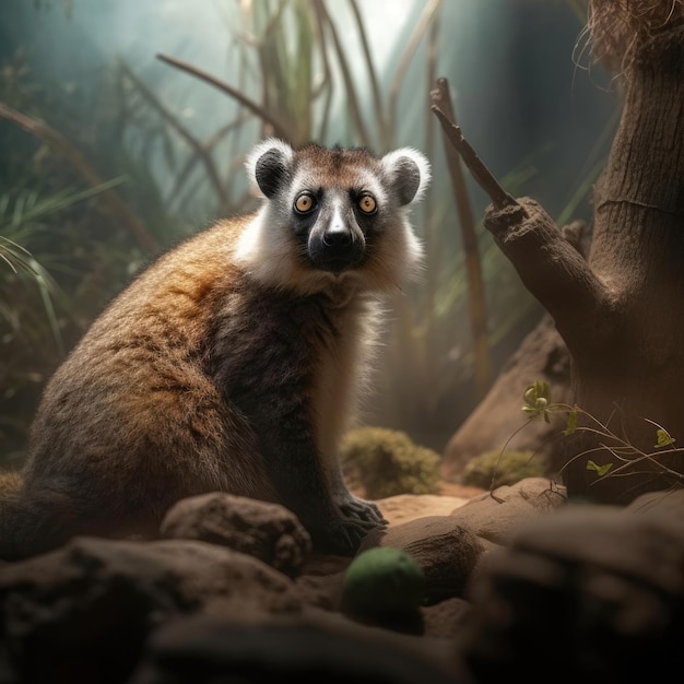 Lemur in natural habitat generative AI