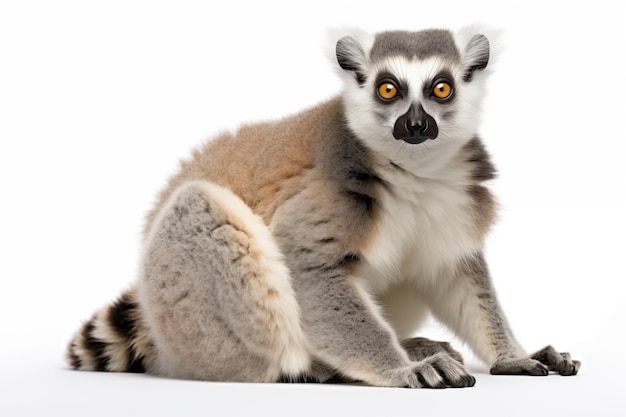 Lemur over een geïsoleerde witte achtergrond Dier