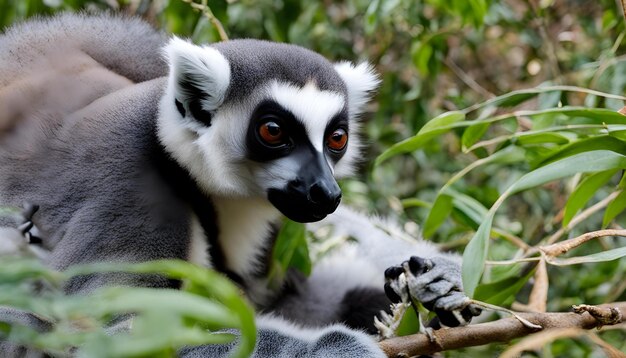 Photo a lemur that is sitting in some grass