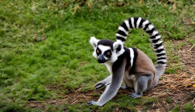 Photo a lemur that is standing in the grass