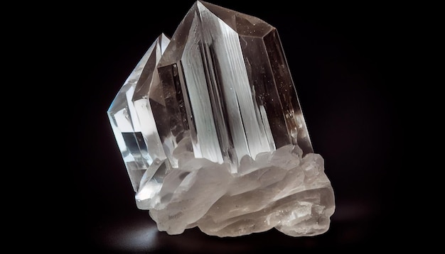Lemurian crystal macro mineral stone on a white backdrop Generative Ai