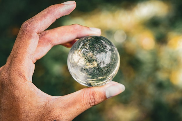 lens crystal ball photography nature background premium photo