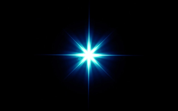 lens flare blue light special effect black background