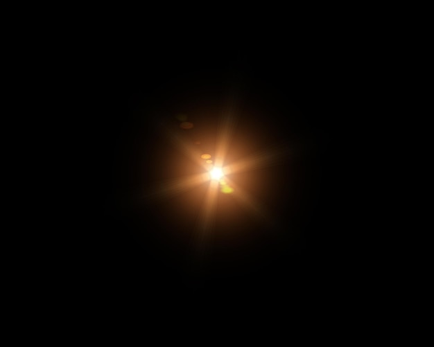 Lens flare cinematic visual light effect on black background