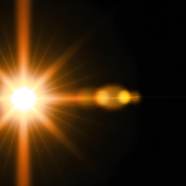 Lens flare isolated on black background_ai_generated
