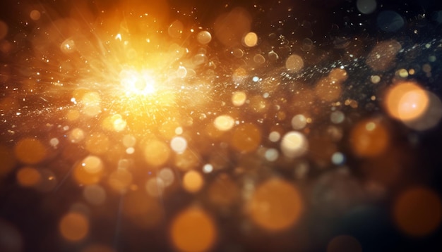 Lens flare light background golden bokeh lens flare sunlight design colorful abstract effect