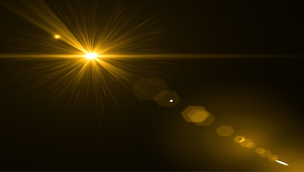 Lens flare light on black background. Easy to add overlay or screen filter over photos