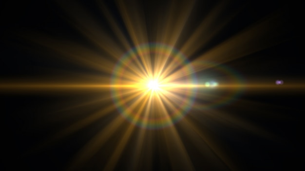 Foto lens flare light over black background.