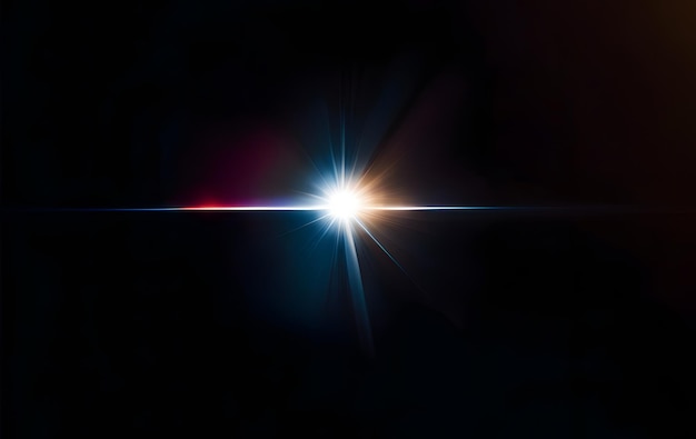 Photo lens flare and rays of light isolated on black background generative ai