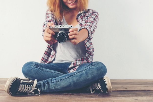 lens jonge technologie vrouw meisje