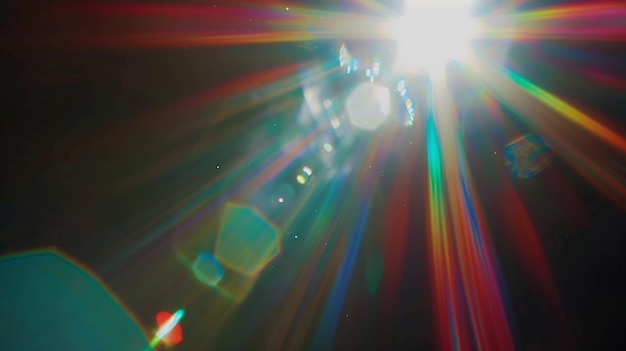 Lensflare-effect op zwarte achtergrond Abstract Sun burst sunflare voor schermmodus us Generatieve AI